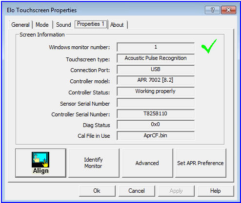 ELO Touchscreen Properties