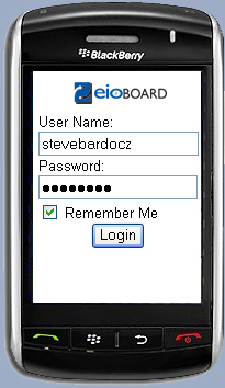 EIOBoard In Out Board Login Page Save User Name and Password