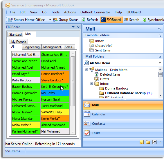 EIOBoard In Out Board Main Outlook Screen 
