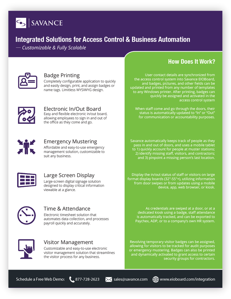 Savance Access Control Integration Overview PDF