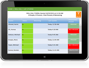 Roll-Call List View | Emergency Mustering