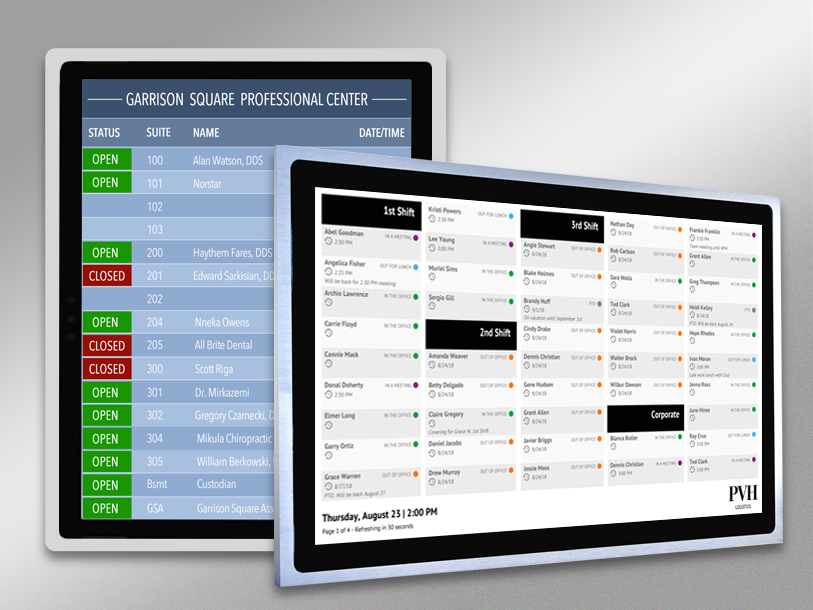 Interactive In/Out Status Board Display