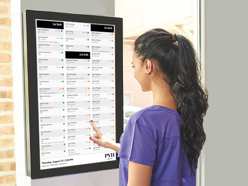 Vertically-mounted large screen in out status board