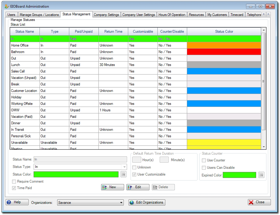 Administration Status Management