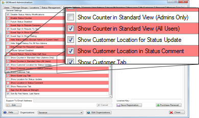 Administration Screen Adding the Status Counter