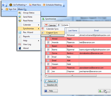 Contact Sync between EIOBoard and Outlook/GroupWise