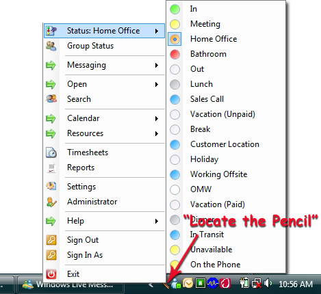 EIOBoard In Out Board Shange Status from System Tray