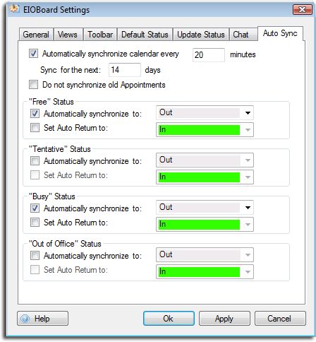 EIOBoard In Out Board Setting Menu Auto Sync