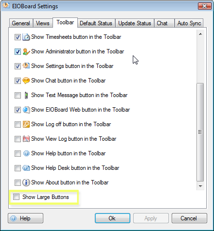 EIOBoard Settings Tab Change Large Ribbon Buttons 