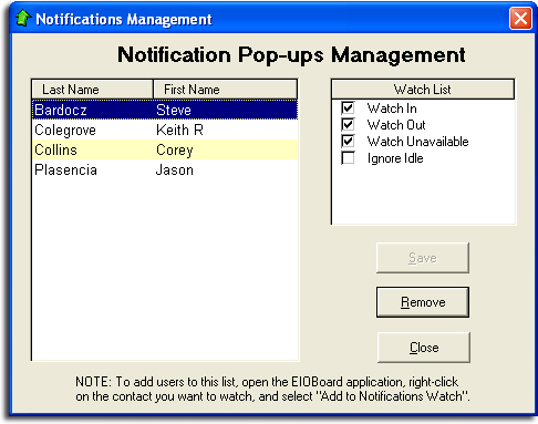 EIOBoard In Out Board Pop Up Notification