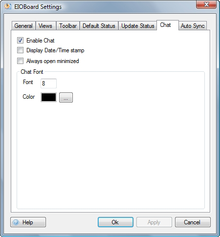 EIOBoard In Out Board Chat Settings