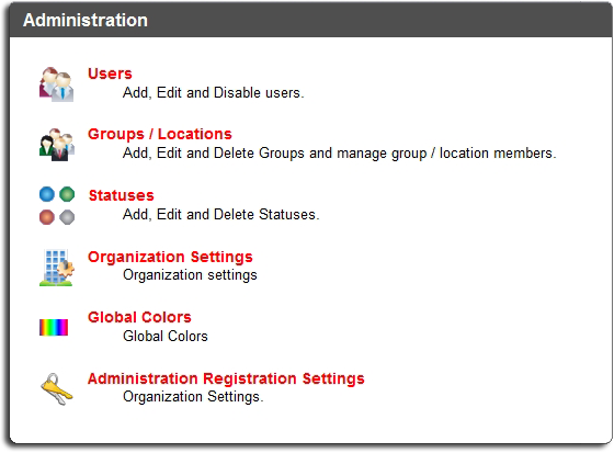 EIOBoard In Out Board Browser Administrator Screen