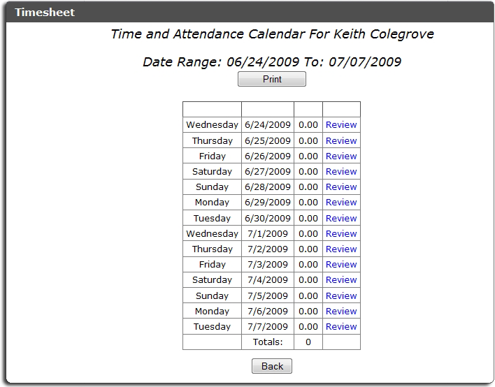 EIOBoard In Out Board Browser Timesheet Detail