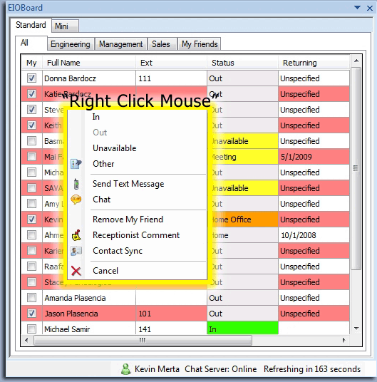 EIOBoard In Out Board Pencil Change Status Outlook