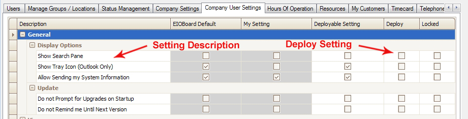 Company Setting Options