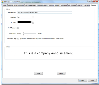 Scrolling Marquee - Company-Wide Messages & Announcements