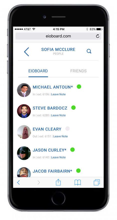 EIOBoard Mobile Screenshot: View Contacts by Group