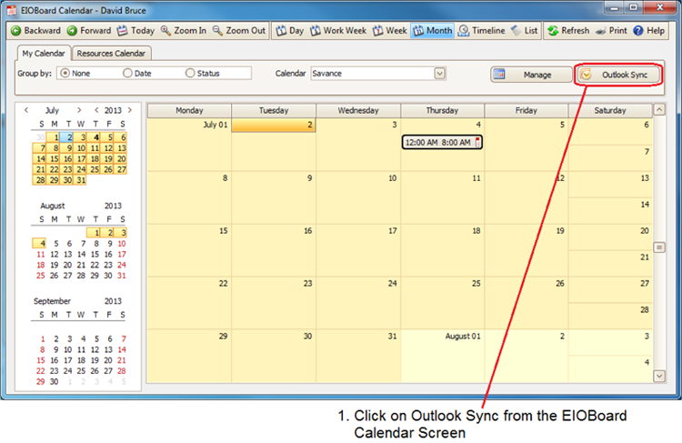 EIOBoard Calendar Sync with Microsoft Outlook