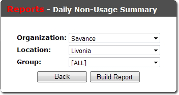 Daily Non Usage Summary Criteria