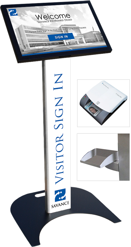 22in Visitor Management Kiosk with Floor Stand and Add-Ons